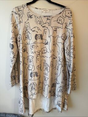 LuluBette Cream Dog-Print Scoop Neck Tunic or mini dress super cute